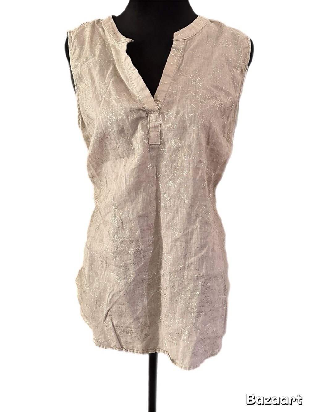 Saint Tropez West Sleeveless Metallic-Thread Tunic - Cream